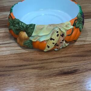 PartyLite Orange Harvest 3 wick candle holder NWOT